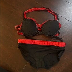 Rhinestone Black and Red Women's Set